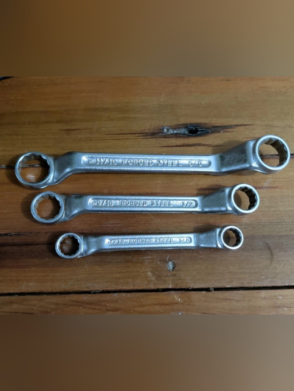Vintage Forged Steel Off Set Box End Wrench Set Of 3